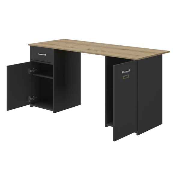 Bristol Γραφείο με 2 Ντουλάπια & 1 Συρτάρι 150x60εκ.  Helvezia Oak/black