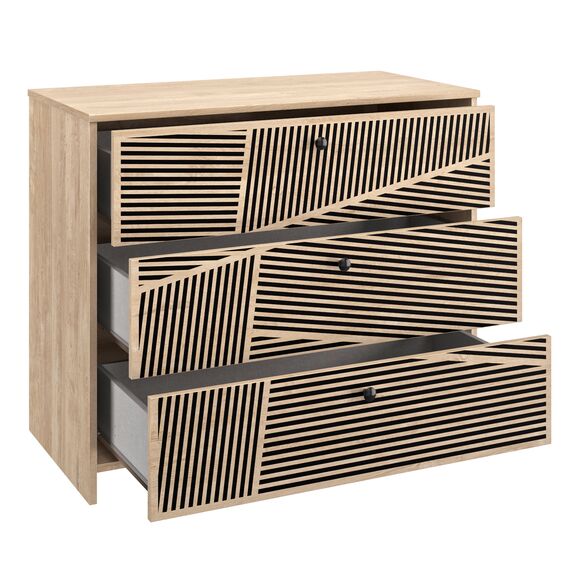 Claustra Συρταριέρα με 3 Συρτάρια 92x45x78εκ. Blond oak / Μαύρο