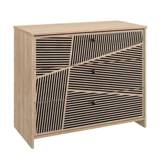 Claustra Συρταριέρα με 3 Συρτάρια 92x45x78εκ. Blond oak / Μαύρο