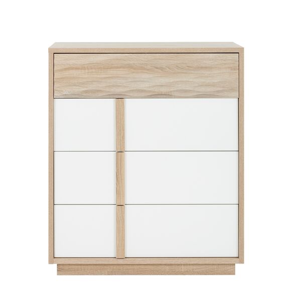 Curtys Συρταριέρα με 4 Συρτάρια 89x45x104εκ. Sonoma oak / Λευκή Γυαλιστερή Λάκα