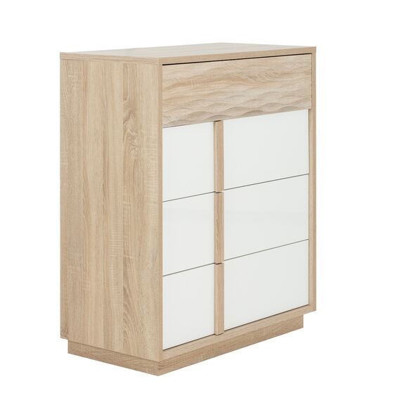 Curtys Συρταριέρα με 4 Συρτάρια 89x45x104εκ. Sonoma oak / Λευκή Γυαλιστερή Λάκα