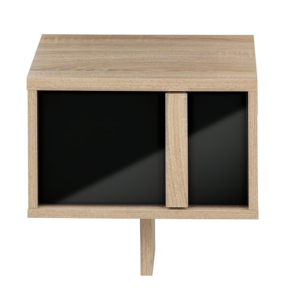 Curtys Κομοδίνο  36x42x42εκ. Sonoma Oak/ Μαύρη Γυαλιστερή Λάκα