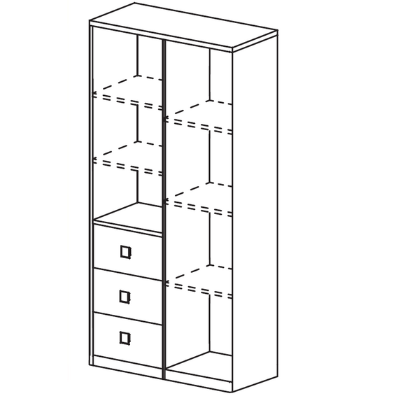 Βιβλιοθήκη 03102-dm Φυσικό Jesion+μπορντώ  80x160x40cm