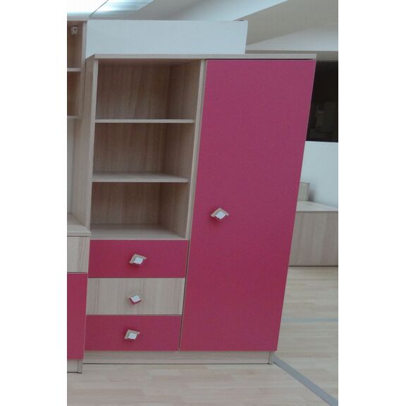 Βιβλιοθήκη 03102-dm Φυσικό Jesion+μπορντώ  80x160x40cm