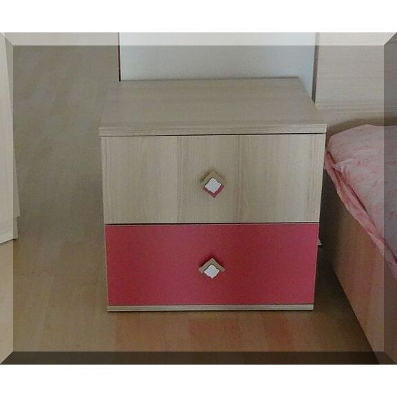 Κομοδίνο 11105-dn  Φυσικό Jesion+ Σκούρο ροζ 55x51x44cm