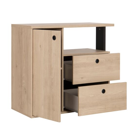 Duplex Συρταριέρα με 2 Συρτάρια & 1 Ντουλάπι 90x40x80εκ. Black/natural Chestnut