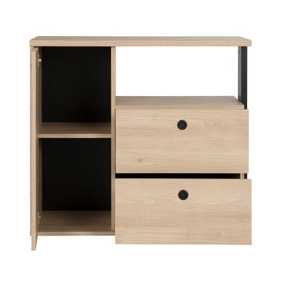 Duplex Συρταριέρα με 2 Συρτάρια & 1 Ντουλάπι 90x40x80εκ. Black/natural Chestnut