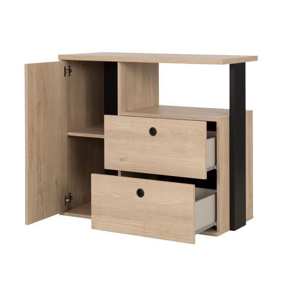 Duplex Συρταριέρα με 2 Συρτάρια & 1 Ντουλάπι 90x40x80εκ. Black/natural Chestnut