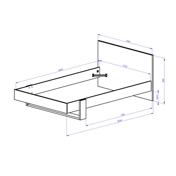 Duplex Κρεβάτι Ημίδιπλο 130x204εκ. ( για Στρώμα 120x200εκ.)  Black/natural Chestnut