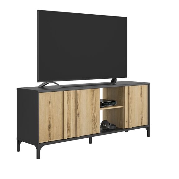 Esteban Έπιπλο Τηλεόρασης με 3 Πόρτες 160x40x66εκ. Helvezia oak / Μαύρο