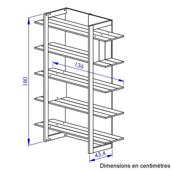 Russel Βιβλιοθήκη 136x44x180εκ. Helvezia Oak/black