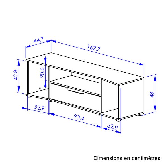 Hack Gamer Έπιπλο Τηλεόρασης 163x45x48εκ. Μαύρο με Μπλε led