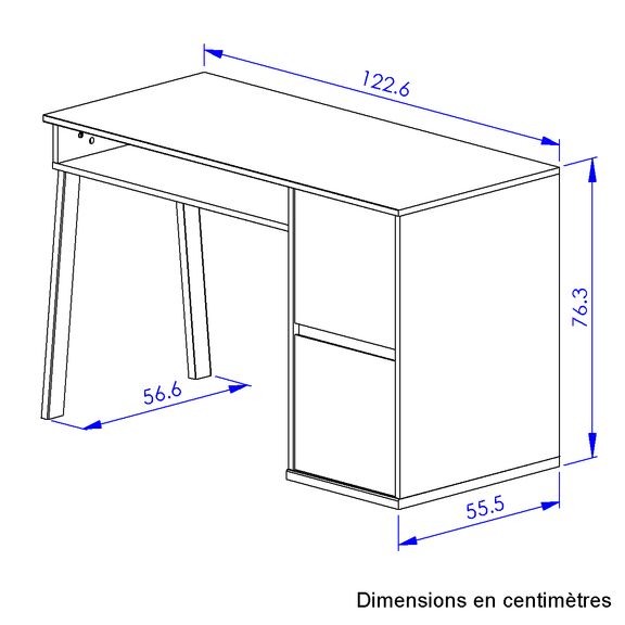 Larvik Γραφείο με δύο Πόρτες 123x56x77εκ. Blond oak / Μπλε