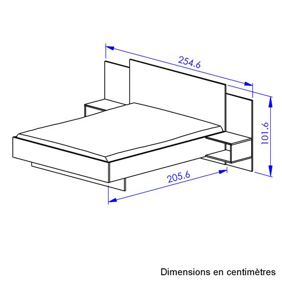 Mimizan Κρεβάτι με δύο Κρεμαστά Κομοδίνα  255x206εκ. ( για Στρώμα 160x200εκ. ) Helvezia oak / Black