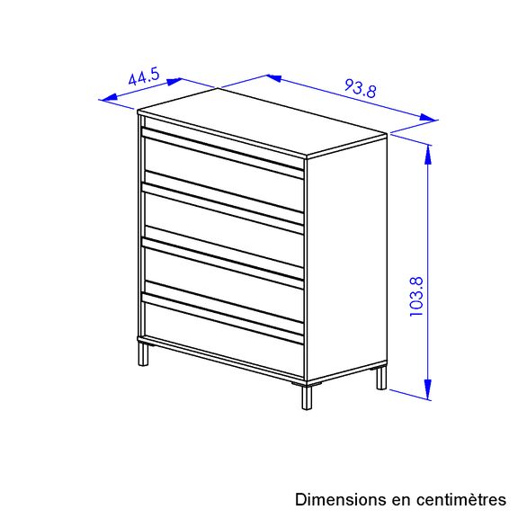 Mimizan Συρταριέρα με 4 Συρτάρια 94x45x104εκ. Helvezia Oak/black