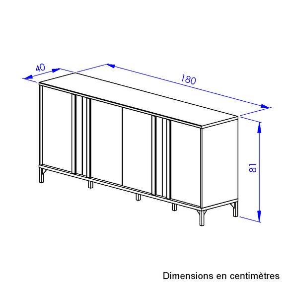 Esteban Μπουφές με 4 Πόρτες 180x40x81εκ. Helvezia oak / Μαύρο