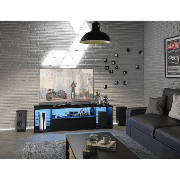 Hack Gamer Έπιπλο Τηλεόρασης 163x45x48εκ. Μαύρο με Μπλε led