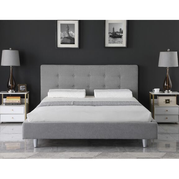 Carter Ντυμένο Διπλό Κρεβάτι 174x217εκ. ( για Στρώμα 160x200εκ. ) Γκρι Ανοιχτό  με Ανατομικό Πλαίσιο
