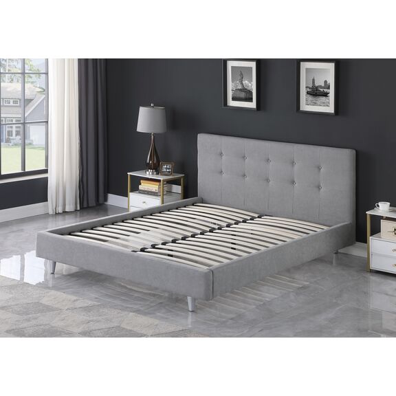 Carter Ντυμένο Διπλό Κρεβάτι 174x217εκ. ( για Στρώμα 160x200εκ. ) Γκρι Ανοιχτό  με Ανατομικό Πλαίσιο