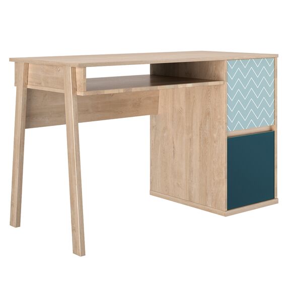 Larvik Γραφείο με δύο Πόρτες 123x56x77εκ. Blond oak / Μπλε