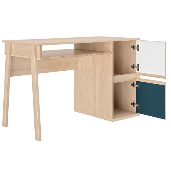Larvik Γραφείο με δύο Πόρτες 123x56x77εκ. Blond oak / Μπλε