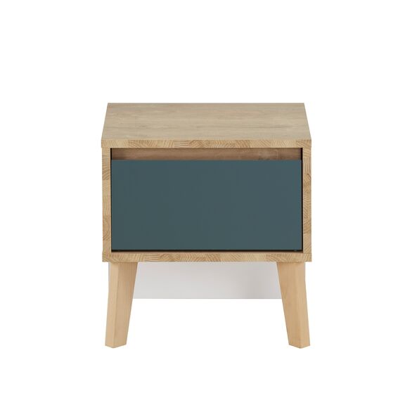 Larvik Κομοδίνο με 1 Συρτάρι 42x36x41εκ. Blond Oak/λευκό/μπλε