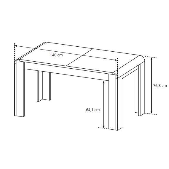 Τραπέζι 36134-ln-41 Φυσικό 144-184x76x80cm