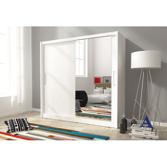 Ντουλάπα Συρόμενη Maja 1 Χρώμα Λευκό  180x200x62cm