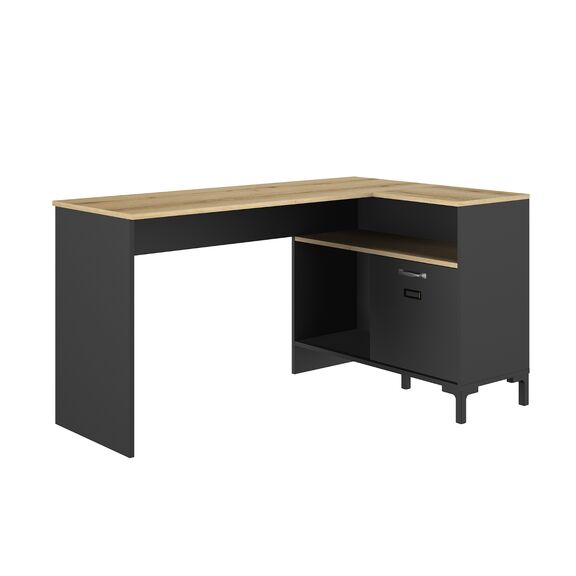 Manchester Γραφείο Γωνιακό 136x88x73εκ. Helvezia oak / Black