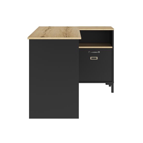 Manchester Γραφείο Γωνιακό 136x88x73εκ. Helvezia oak / Black