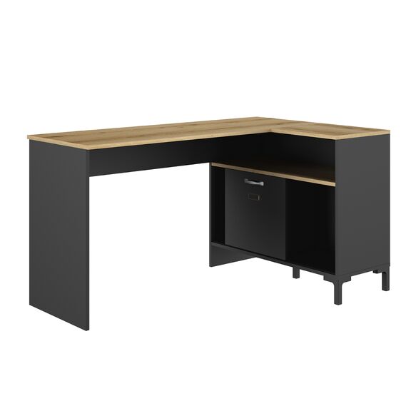 Manchester Γραφείο Γωνιακό 136x88x73εκ. Helvezia oak / Black