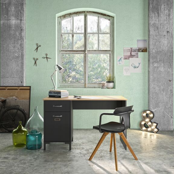 Manchester Γραφείο με 1 Ντουλάπι και 1 Συρτάρι 120x55εκ. Helvezia Oak/black