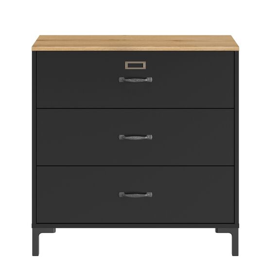 Manchester Συρταριέρα με 3 Συρτάρια 81x40x82εκ. Helvezia oak / Black