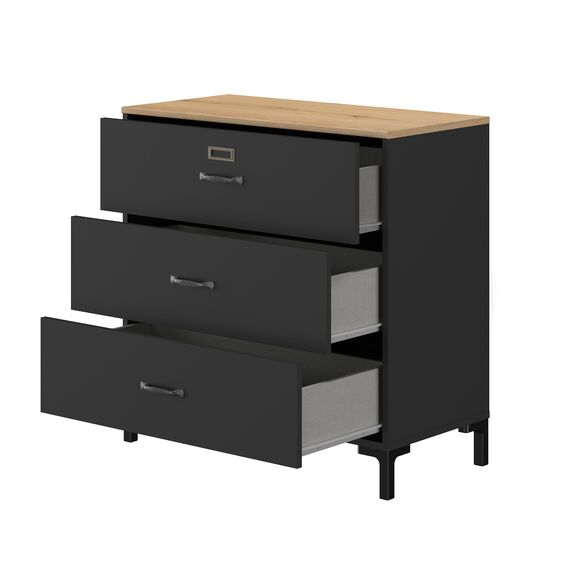 Manchester Συρταριέρα με 3 Συρτάρια 81x40x82εκ. Helvezia oak / Black