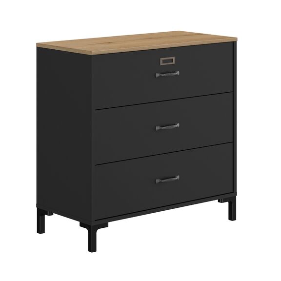 Manchester Συρταριέρα με 3 Συρτάρια 81x40x82εκ. Helvezia oak / Black