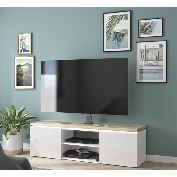 Mike Έπιπλο Τηλεόρασης 153x40x46ε46εκ. Light Kronberg Oak/white