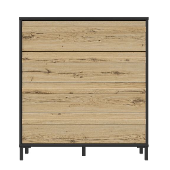 Mimizan Συρταριέρα με 4 Συρτάρια 94x45x104εκ. Helvezia Oak/black