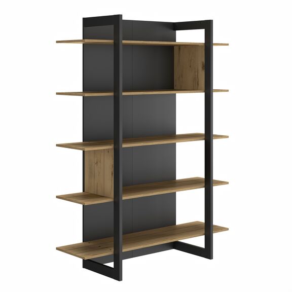 Russel Βιβλιοθήκη 136x44x180εκ. Helvezia Oak/black