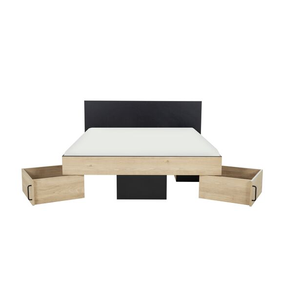 Swivel Κρεβάτι Διπλό με Αποθηκευτικούς Χώρους 160x194εκ. ( για Στρώμα 140x190εκ. ) Natural Chestnut/black