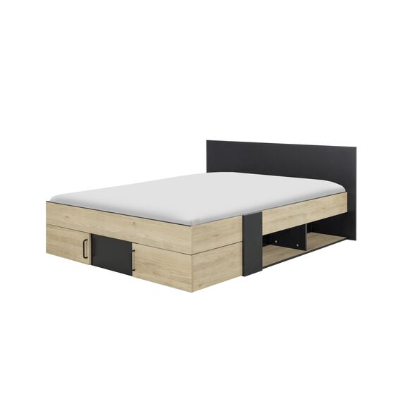 Swivel Κρεβάτι Διπλό με Αποθηκευτικούς Χώρους 160x194εκ. ( για Στρώμα 140x190εκ. ) Natural Chestnut/black