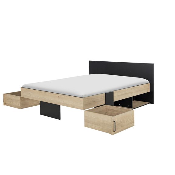 Swivel Κρεβάτι Διπλό με Αποθηκευτικούς Χώρους 160x194εκ. ( για Στρώμα 140x190εκ. ) Natural Chestnut/black
