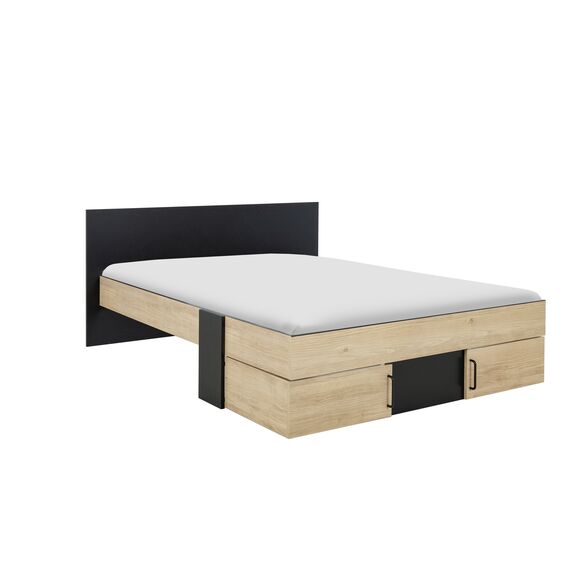 Swivel Κρεβάτι Διπλό με Αποθηκευτικούς Χώρους 160x194εκ. ( για Στρώμα 140x190εκ. ) Natural Chestnut/black