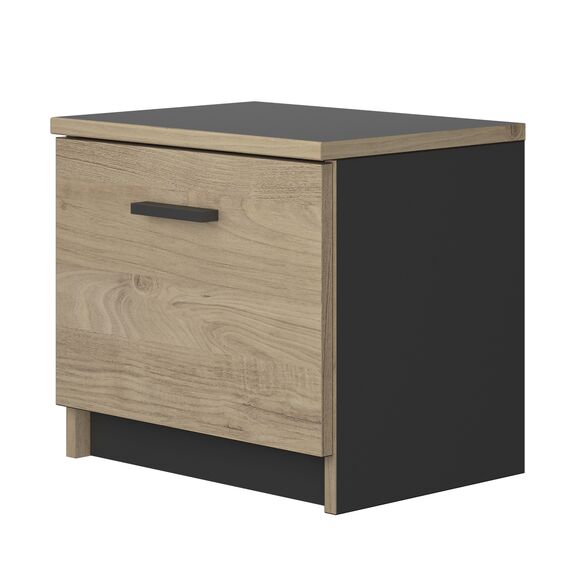 Tonight Κομοδίνο με 1 Πόρτα 40x30x36εκ. Black/ Natural Chestnut