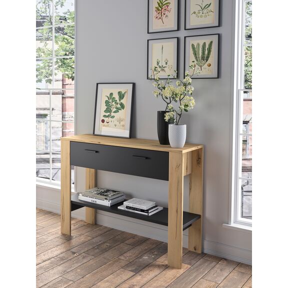 Trust Κονσόλα με 1 Συρτάρι και 1 Ράφι 102x36x91εκ. Helvezia oak / Black