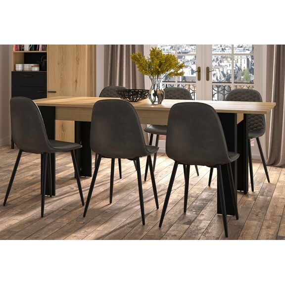 Trust Τραπέζι Επεκτεινόμενο 160(200)x90εκ. Helvezia oak / Black