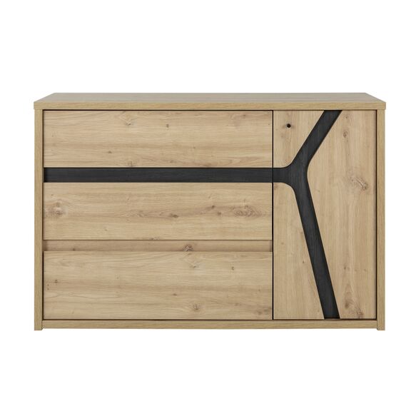 Alana Συρταριέρα με 3 Συρτάρια και 1 Πόρτα 117x47x76εκ. Artisan oak / Black Thread