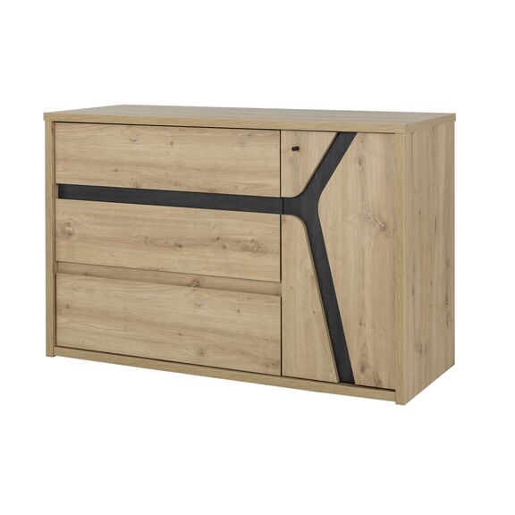 Alana Συρταριέρα με 3 Συρτάρια και 1 Πόρτα 117x47x76εκ. Artisan oak / Black Thread