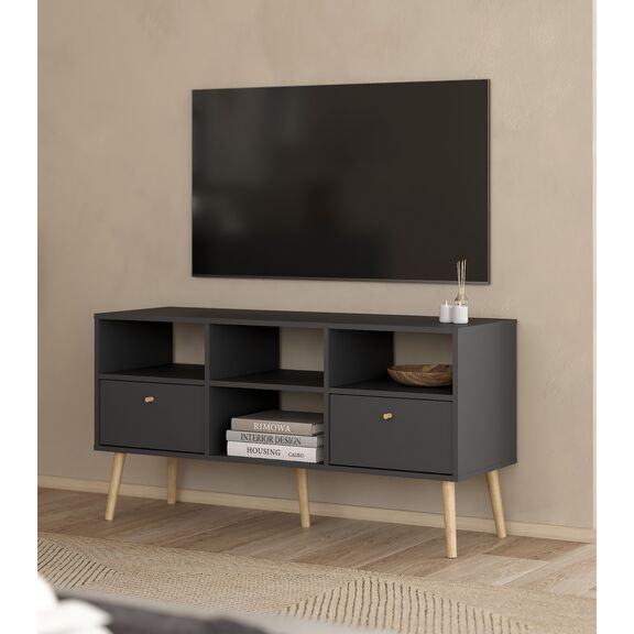 Bodo Έπιπλο Τηλεόρασης με 2 Συρτάρια 117x39x60,8εκ. Γκρι