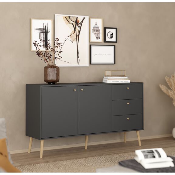 Bodo Μπουφές με 2 Πόρτες και 3 Συρτάρια 147x39x81,7εκ. Γκρι