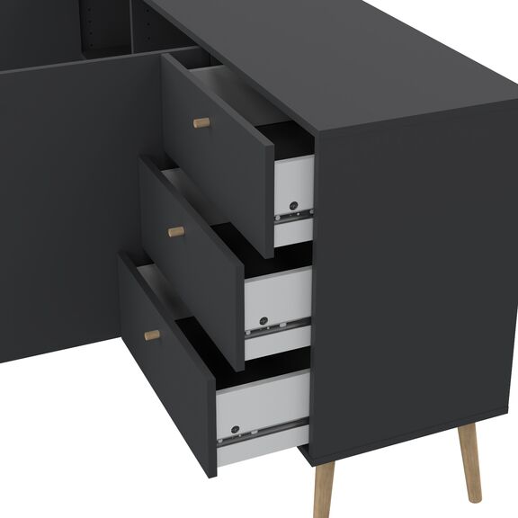 Bodo Μπουφές με 2 Πόρτες και 3 Συρτάρια 147x39x81,7εκ. Γκρι